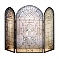 Meyda Tiffany 40W X 34"H Beveled Glass Clear Folding Fireplace Screen" 48104